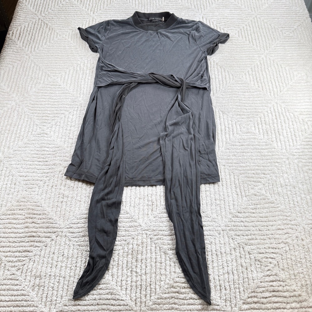 Alice + Olivia T-Shirt Dress Womens Small Black Tie Mini Casual Minimalist Chic